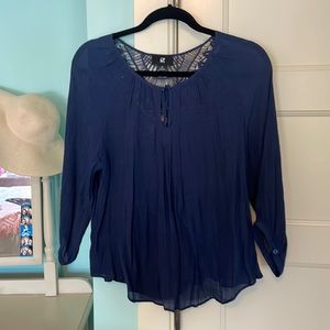 Navy blouse, 3/4 sleeve